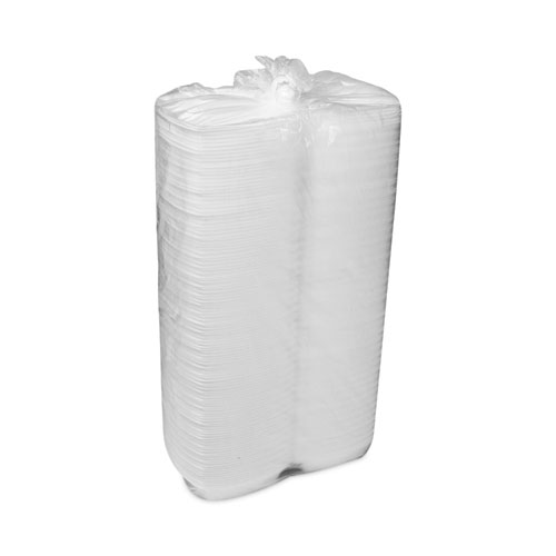 Foam Hinged Lid Container, Single Tab Lock, 6.38 x 6.38 x 3, White, 500/Carton