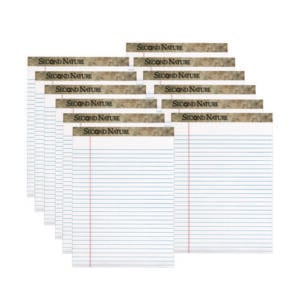 Second Nature Recycled Ruled Pads, Wide/Legal Rule, 50 White 8.5 x 11.75 Sheets, Dozen