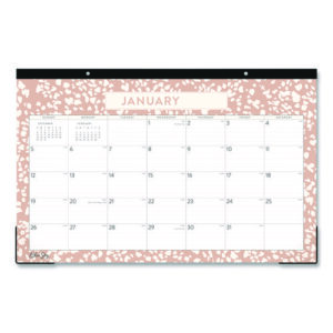 Natalya Desk Pad Calendar, Abstract Artwork, 17 x 11, White/Peach Sheets, Black Headband, 12-Month (Jan to Dec): 2025