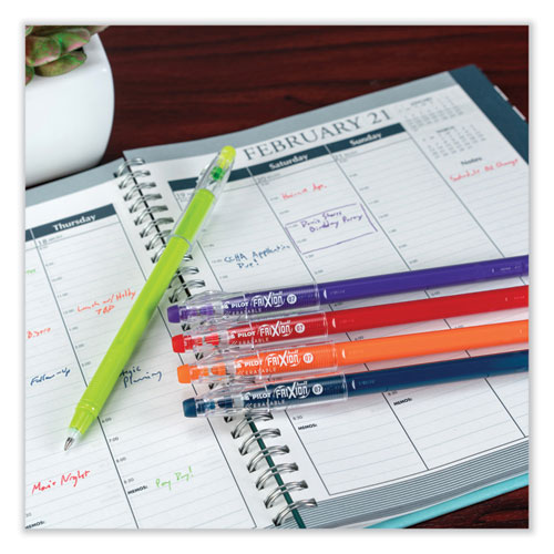 FriXion ColorSticks Erasable Gel Pen, Stick, Fine 0.7 mm, Assorted Ink and Barrel Colors, 10/Pack