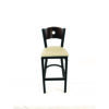 Circle Series Barstool, Supports Up to 300 lb, 28.5" Seat Height, Taupe Seat, Dark Walnut Back, Black Base