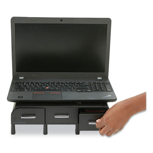 Perch Monitor Stand and Desk Organizer, 13.46" x 12.87" x 2.72", Black/Silver - Image 2