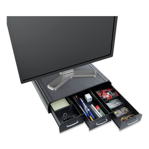 Perch Monitor Stand and Desk Organizer, 13.46" x 12.87" x 2.72", Black/Silver - Image 3