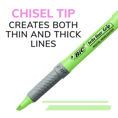 Brite Liner Grip Pocket Highlighter, Assorted Ink Colors, Chisel Tip, Assorted Barrel Colors, 6/Set, 6 Sets/Pack
