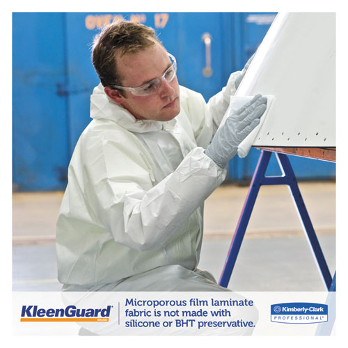 A35 Liquid and Particle Protection Coveralls, Zipper Front, Hooded, Elastic Wrists and Ankles, X-Large, White, 25/Carton