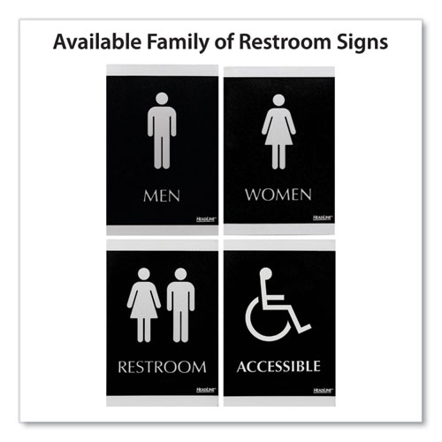 Century Series Office Sign, Accessible, 6 x 9, Black/Silver