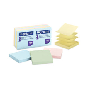 Self-Stick Accordion-Style Notes, 3" x 3", Assorted Pastel Colors, 100 Sheets/Pad, 12 Pads/Pack