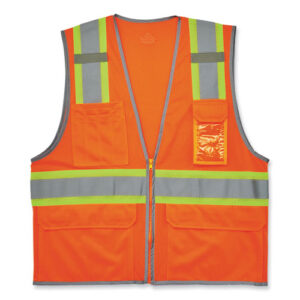 GloWear 8246Z-S Single Size Class 2 Two-Tone Mesh Vest, Polyester, Medium, Orange