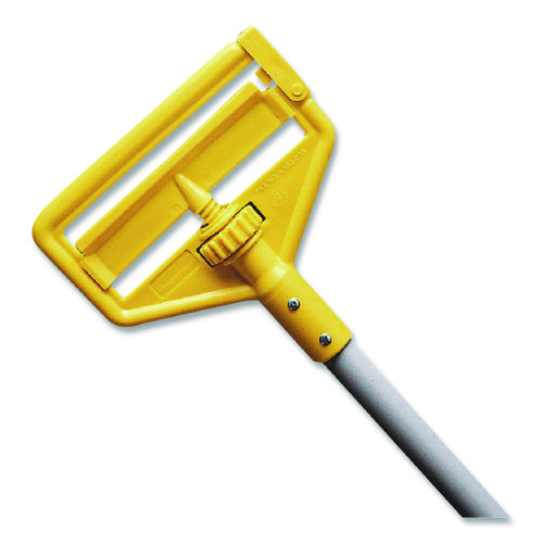 Invader Aluminum Side-Gate Wet-Mop Handle, 1" dia x 60", Gray/Yellow