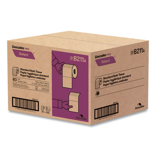Select Standard Bath Tissue, 2-Ply, White, 500 Sheets/Roll, 80 Rolls/Carton