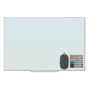 Floating Glass Dry Erase Board, 36" x 24" (Actual Size: 35" x 23"), White Surface