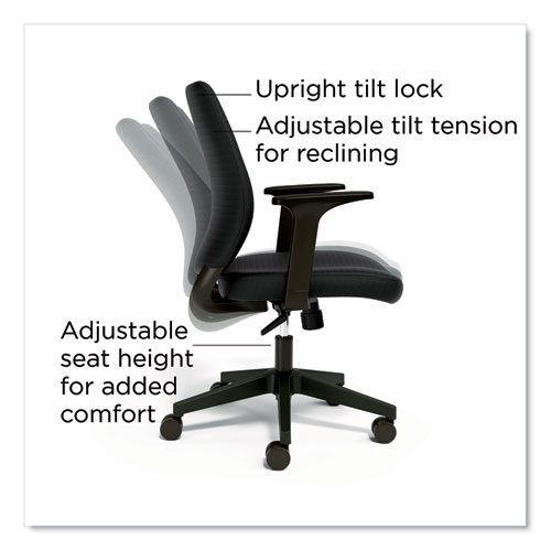 Wessex Ergonomic Fabric Task Chair, Supports Up to 275 lb, 17.13 to 20.83 Seat Height, Black Seat/Back, Black Base