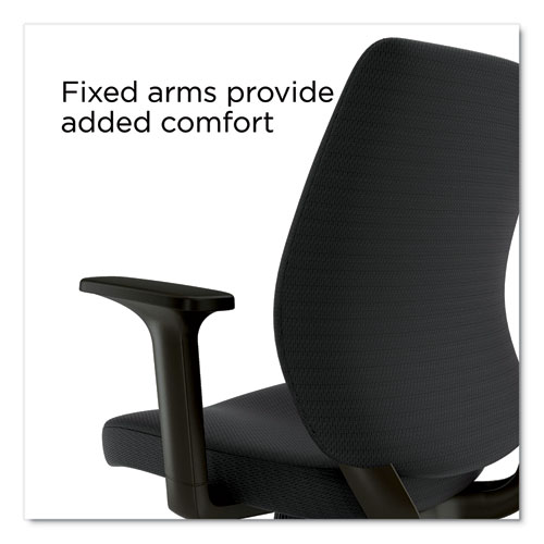 Wessex Ergonomic Fabric Task Chair, Supports Up to 275 lb, 17.13 to 20.83 Seat Height, Black Seat/Back, Black Base