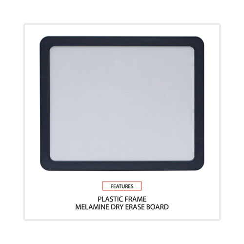 Recycled Cubicle Dry Erase Board, 15.88" x 12.88", White Surface, Charcoal Gray Plastic Frame