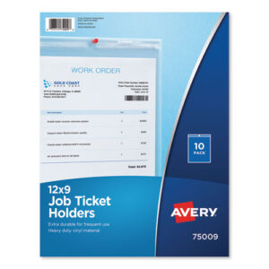 Heavyweight Clear Job Ticket Holder, Top Load 9 x 12 Insert, Clear Front, 10/Pack