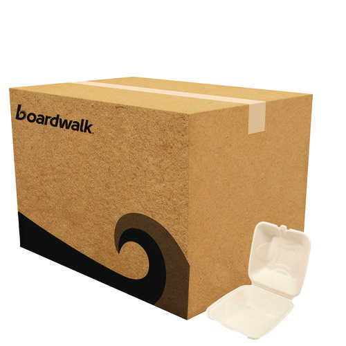 Bagasse PFAS-Free Food Containers, 6 x 6 x 3.19, Tan, Sugarcane, 500/Carton