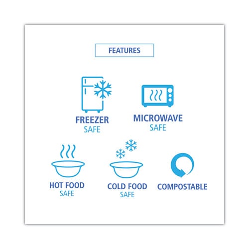 Bagasse Food Containers, Hinged Lid, 6 x 6 x 3.19, White, Sugarcane, 125/Sleeve, 4 Sleeves/Carton