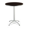 CafeWorks Table, Bistro-Height, Round, 36" x 42", Walnut Top, Silver Base