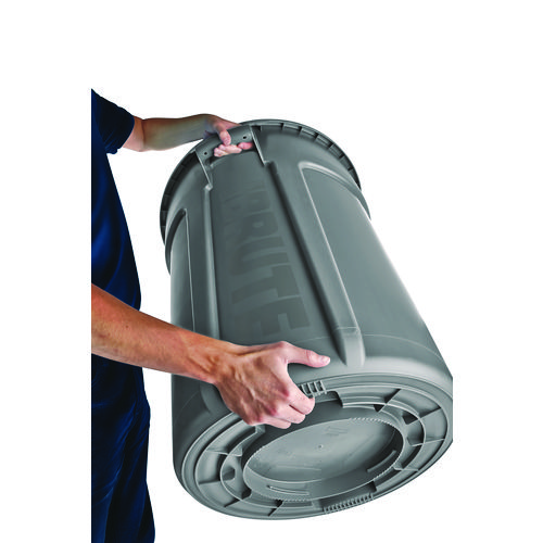 Vented Round Brute Container, 20 gal, Plastic, Gray