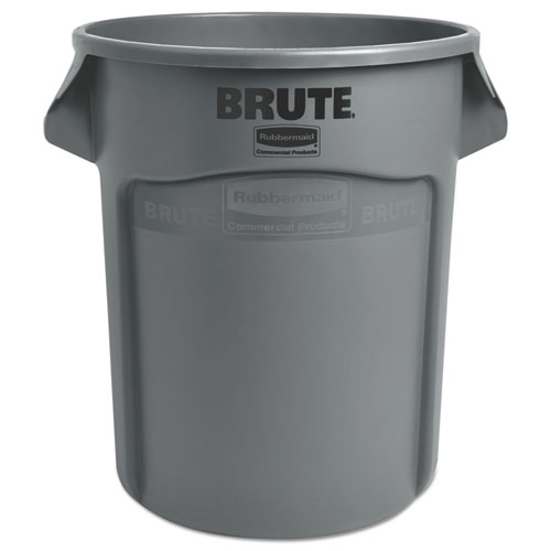 Vented Round Brute Container, 20 gal, Plastic, Gray