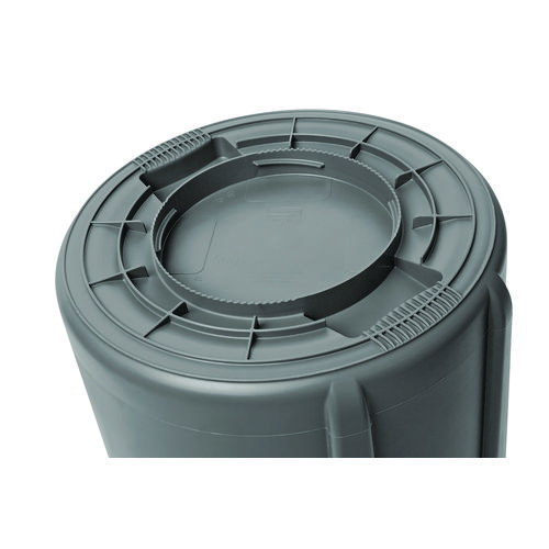 Vented Round Brute Container, 20 gal, Plastic, Gray