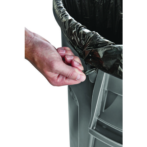 Vented Round Brute Container, 20 gal, Plastic, Gray