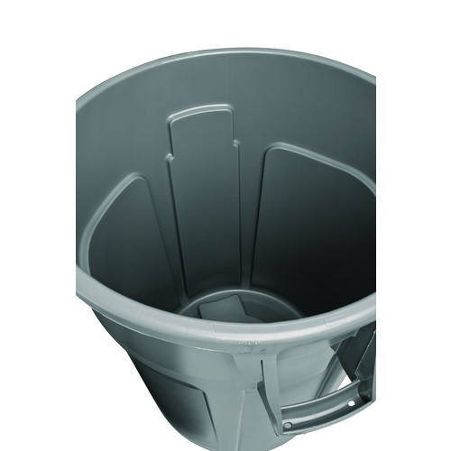 Vented Round Brute Container, 20 gal, Plastic, Gray