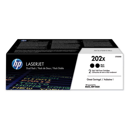 HP 202X (CF500XD) Original High Yield Laser Toner Cartridge - Multi-pack - Black - 2.0 / Carton