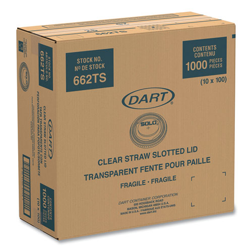 Straw-Slot Cold Cup Lids, Fits 9 oz to 20 oz Cold Cups, Plastic, Clear, 100/Sleeve, 10 Sleeves/Carton