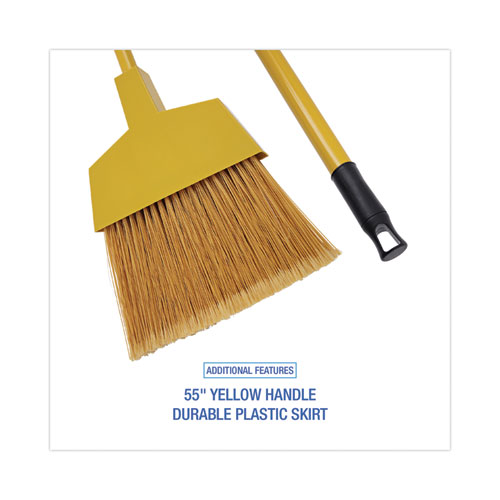 Corn Fiber Angled-Head Lobby Brooms, 55" Handle, Yellow, 12/Carton