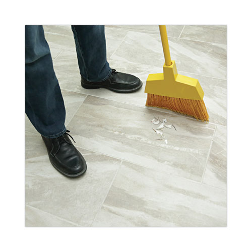 Corn Fiber Angled-Head Lobby Brooms, 55" Handle, Yellow, 12/Carton