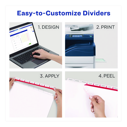 Print and Apply Index Maker Clear Label Dividers, Copiers, 8-Tab, 11 x 8.5, White, 5 Sets