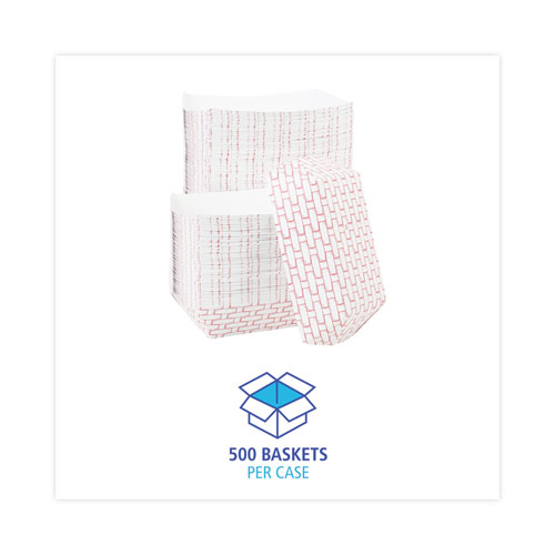 Paper Food Baskets, 5 lb Capacity, Red/White, 500/Carton