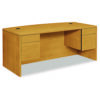 10500 Series Bow Front Double Pedestal Desk, 72" x 36" x 29.5", Harvest