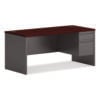 38000 Series Right Pedestal Desk, 66" x 30" x 29.5", Mahogany/Charcoal