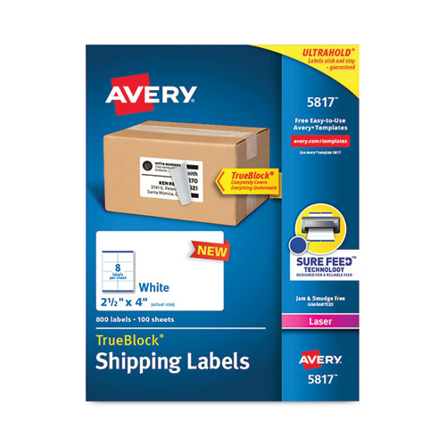Avery&reg; Printable Shipping Labels, 2.5" x 4" , 800 Labels (5817)