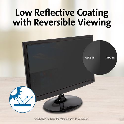 Magnetic Monitor Privacy Screen for 23.8" Widescreen Flat Panel Monitors, 16:9 Aspect Ratio