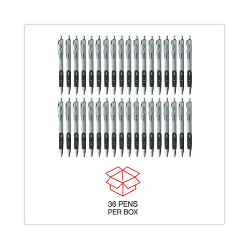 Comfort Grip Gel Pen, Retractable, Medium 0.7 mm, Black Ink, Gray/Black/Silver Barrel, 36/Pack