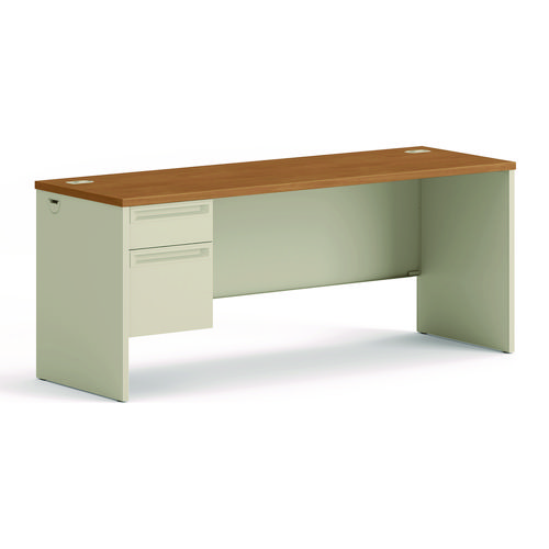 38000 Series Left Pedestal Credenza, 72w x 24d x 29.5h, Harvest/Putty