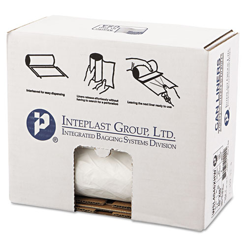 Low-Density Commercial Can Liners, 45 gal, 0.8 mil, 40" x 46", White, Interleaved Roll, 25 Bags/Roll, 4 Rolls/Carton