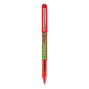 Precise V5 BeGreen Rollerball Pen, Stick, Extra-Fine 0.5 mm, Red Ink, Red Barrel, Dozen