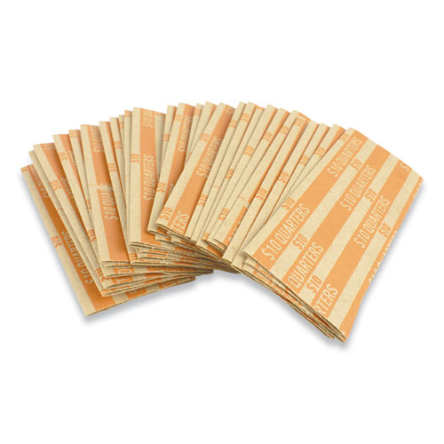 Office — Flat Tubular Coin Wrap, Quarters, $10.00, Orange, 1,000/Box