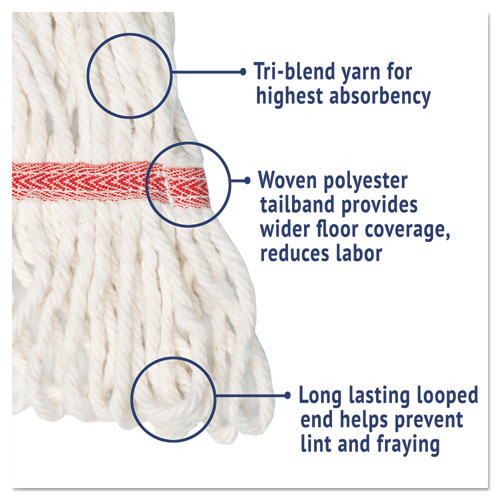 Super Loop Wet Mop Head, Cotton/Synthetic Fiber, 5" Headband, Large Size, White, 12/Carton - Image 4