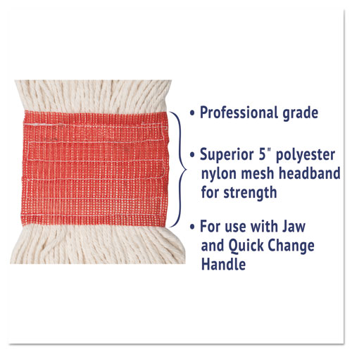 Super Loop Wet Mop Head, Cotton/Synthetic Fiber, 5" Headband, Large Size, White, 12/Carton - Image 5