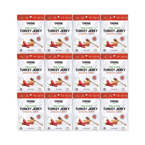 Sriracha Honey Turkey Jerky, 1 oz Pouch, 12/Pack