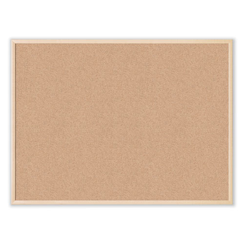 Cork Bulletin Board, 48" x 36" (Actual Size: 47" x 35"), Tan Surface, Birch Finished Wood Frame