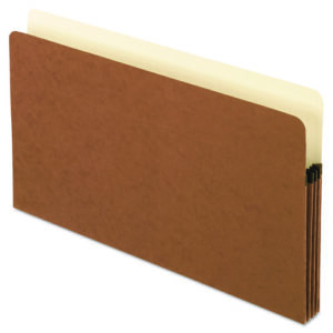 Smart Shield File Pocket, 3.5" Expansion, Legal Size, Red Fiber, 10/Box