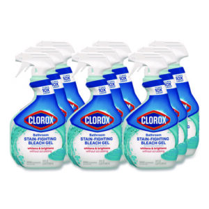 Bathroom Stain-Fighting Bleach Gel, 30 oz Trigger Spray Bottle, 9/Carton