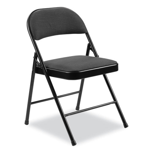 970 Series Fabric Padded Steel Folding Chair, Supports Up to 250 lb, 17.75" Seat Height, Star Trail Black, 4/Carton