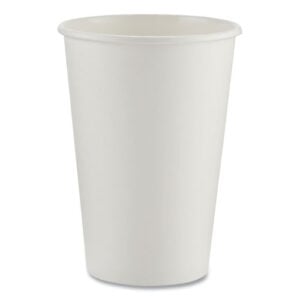 Paper Hot Cups, 16 oz, White, 50/Sleeve, 20 Sleeves/Carton